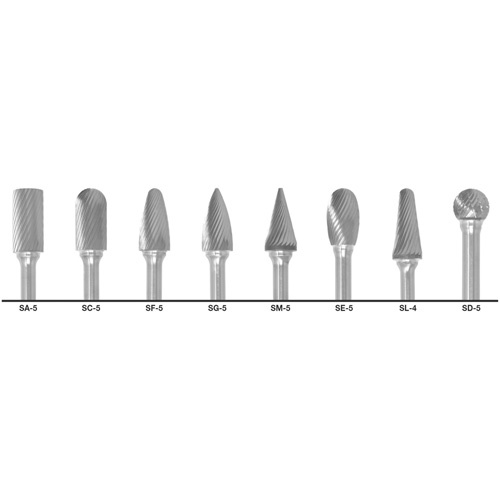 Cle-Line  C17771  1855 Double Cut Carbide Burr Set, 8 Pieces - Each
