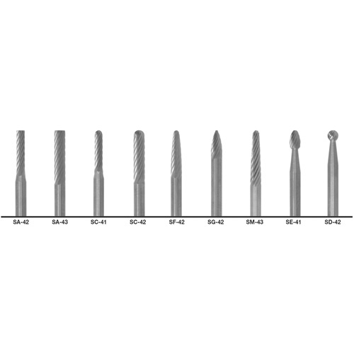 Cle-Line  C17768  1855 Double Cut Carbide Burr Set, 9 Pieces - Each