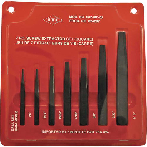 JET  024207  ISE-7 7-Piece Square Screw Extractor Set, For Screw Size 1/8" - 9/16" - Each