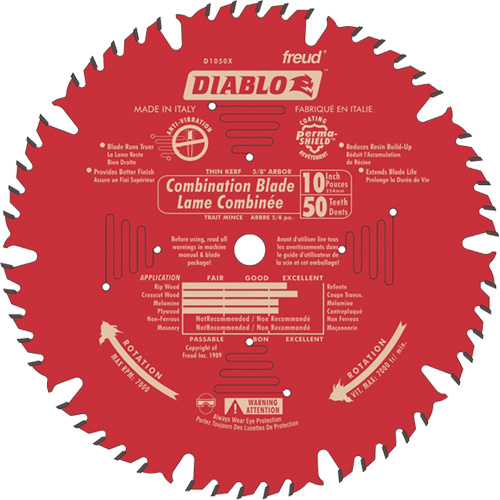 Diablo  D1050X  Contractor Saw Blades - Combination Saw Blades, 10", 50 Teeth, Wood Use - Each