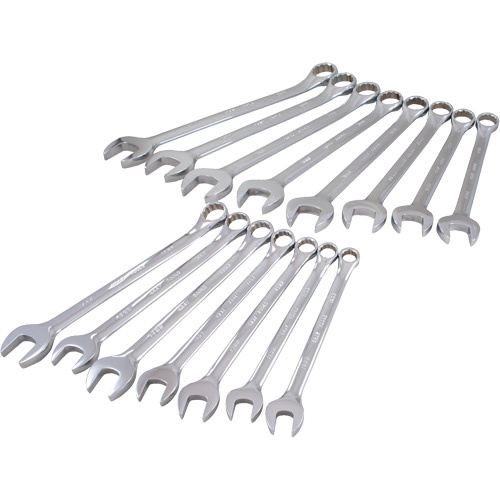 Gray Tools MC215 Mirror Chrome Wrench Set, Combination, 15 Pieces, Metric-(Each)