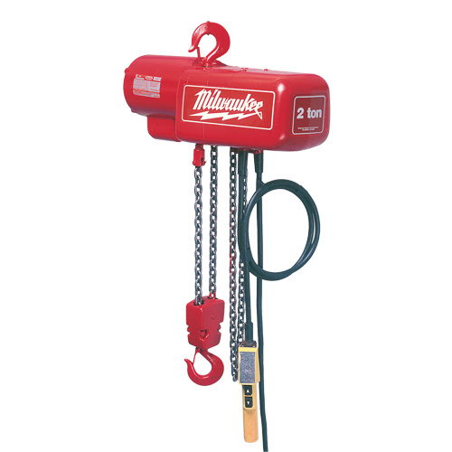 Milwaukee 9560 Electric Chain Hoist, 10' Lift, 1000 lbs. (0.5 tons) Capacity, 16 FPM-(Each)