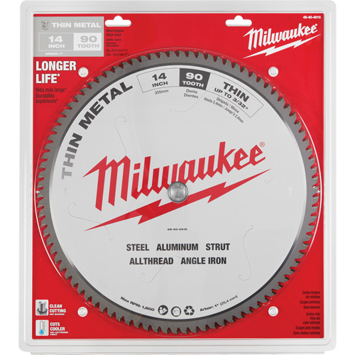 Milwaukee 48-40-4510 Endurance Circular Saw Blade, 14", 90 Teeth, Metal Use-(Each)