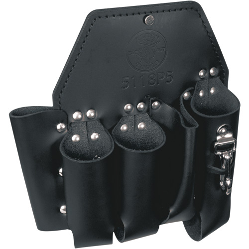 Klein Tools 5118P5 Tool Pouch, Multiple Tool Holder, Leather, 5 Pockets-(Each)