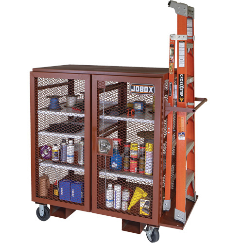 Jobox By Crescent  1-401990  Mobile Mesh Cabinet, Steel, 37 Cubic Feet, Red - Each