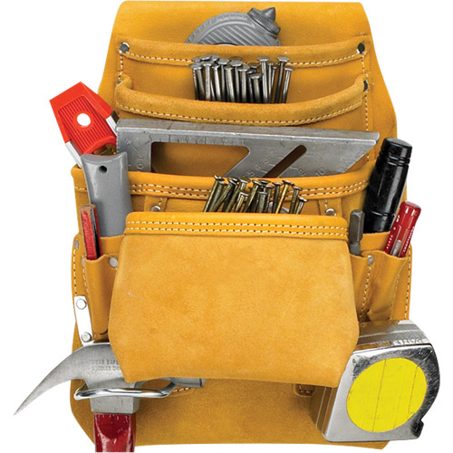Kuny's I933 Carpenter's Nail & Tool Pouch, Multiple Tool Holder, Leather, 10 Pockets-(Each)