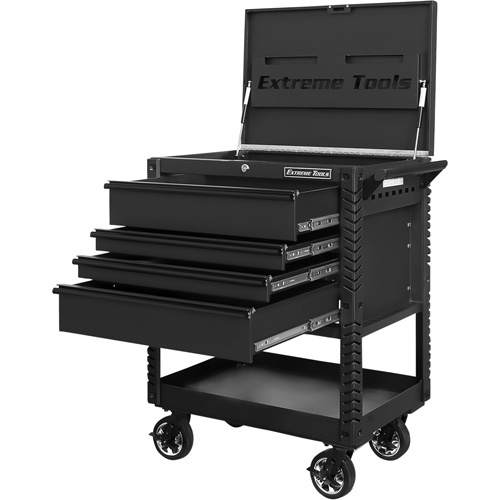 Extreme Tools  EX3304TCMBBK  EX Deluxe Series Tool Cart, 4 Drawers, 22-7/8" L x 33" W x 44-1/4" H, Black - Each