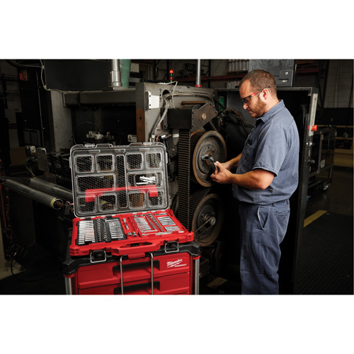 Milwaukee 48-22-9486 Ratchet & Socket Set with Packout Low-Profile Organizer, 106 Pcs, 1/4"/3/8" Drive Size, Deep-(Each)