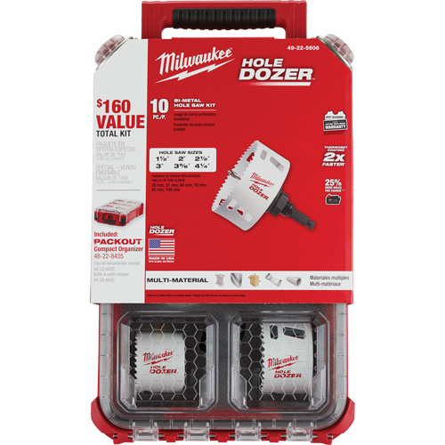 Milwaukee  49-22-5607  Packout? Hole Dozer? Hole Saw Kit, 10 Pieces - Each
