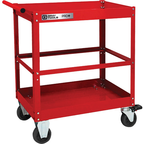 Gray Tools 93513 PRO+ Series Heavy-Duty Utility Cart, 2 Tiers, 30-1/5" x 38-1/3" x 19-1/2" - Each