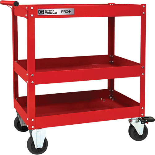 Gray Tools 93514 PRO+ Series Heavy-Duty Utility Cart, 3 Tiers, 30-1/5" x 38-1/3" x 19-1/2" - Each