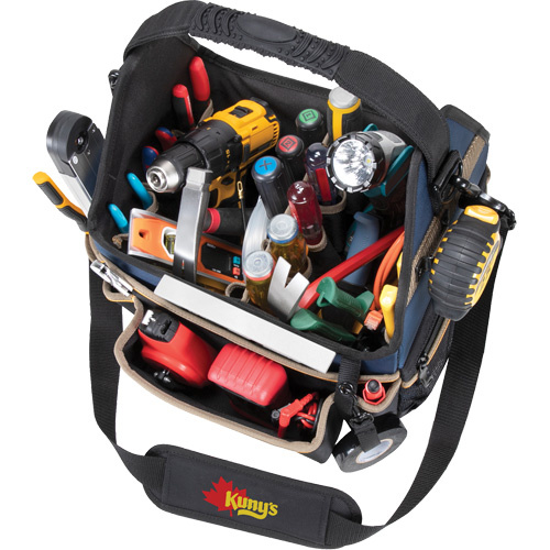 Kuny's PB1531 Molded Base Electrical/HVAC Tool Carrier, Ballistic Polyester, 20 Pockets, Black/Blue-(Each)