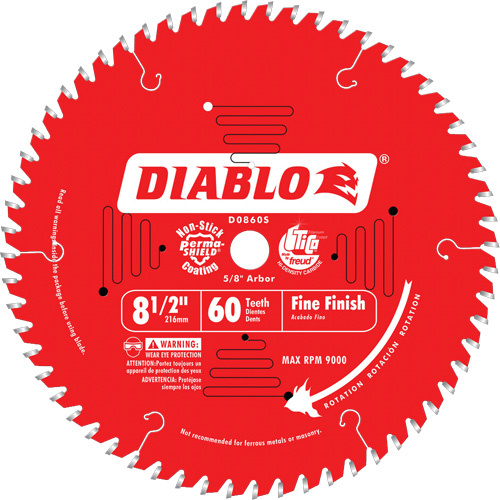 Diablo  D0860S  Contractor Saw Blades - Fine Finishing Saw Blades, 8-1/2", 60 Teeth, Wood Use - Each