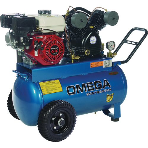 Omega Compressors PUK-5520G Contractor Series Air Compressors, Gas, 16.6 Gal. (20 US Gal), 125 PSI - Each