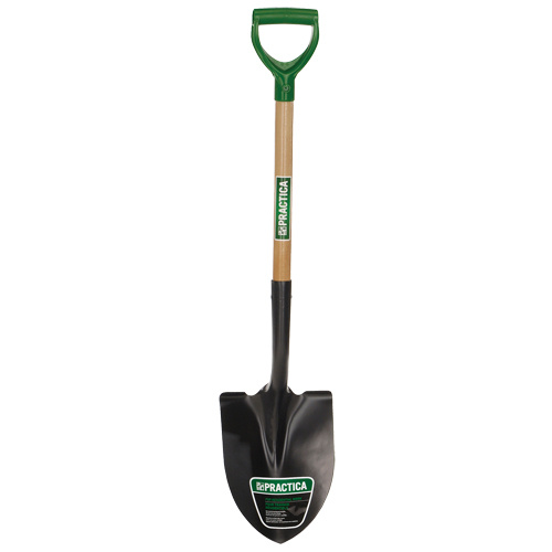 Practica  TDR  Round-Point Shovel, Tempered Steel Blade, Wood, D-Grip Handle - Each