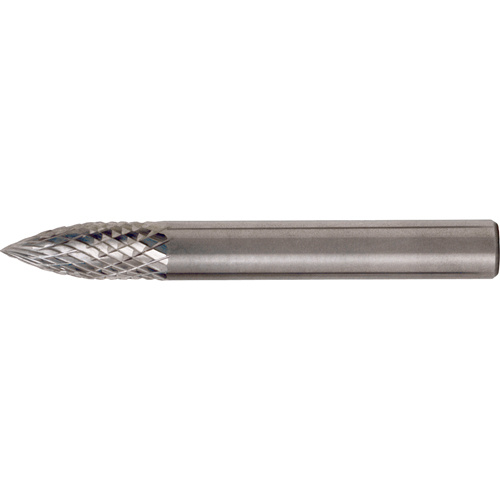 Cleveland  C17577  Solid Carbide Burrs - Tree Shape Pointed End, SG-13, 1/2" Dia., 1/4" Shank, 3/4" Depth of Cut - Each