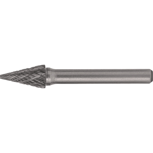 Cleveland  C17568  Solid Carbide Burrs - Pointed Cone Shape, SM-42, 1/8" Dia., 1/8" Shank, 7/16" Depth of Cut - Each