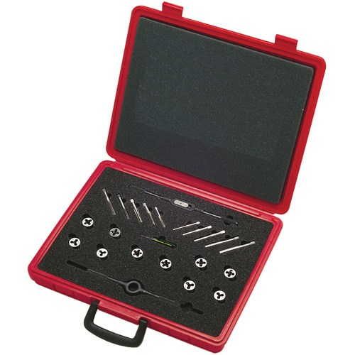 Cle-Line  C67293  Tap & Die Sets with Production Hand Taps and Carbon Steel Round Adjustable Dies, 20 Pieces - Each