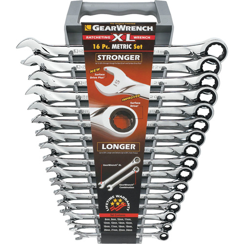 Gearwrench  85099  Extra-Long High-Performance Wrench Set, Combination, 16 Pieces, Metric - Each