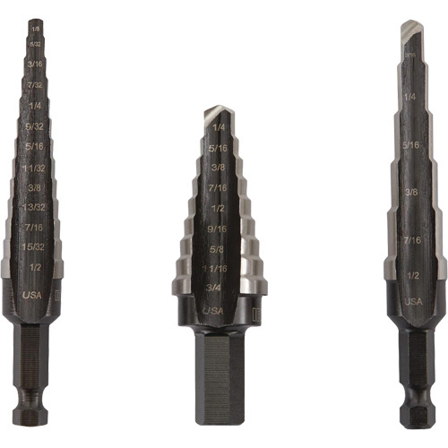Irwin  10502ZR  Unibit<sup>?</sup> Step Drill Set, 3 Pieces, High Speed Steel - Each