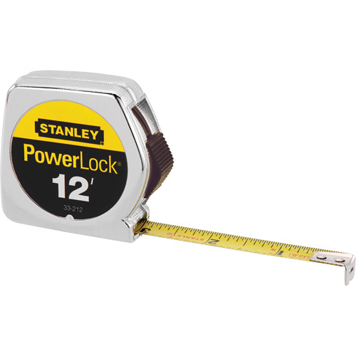 Stanley Tools  33-212  PowerLock<sup>?</sup> Tape Measure, 1/2" x 12', Imperial Graduations - Each