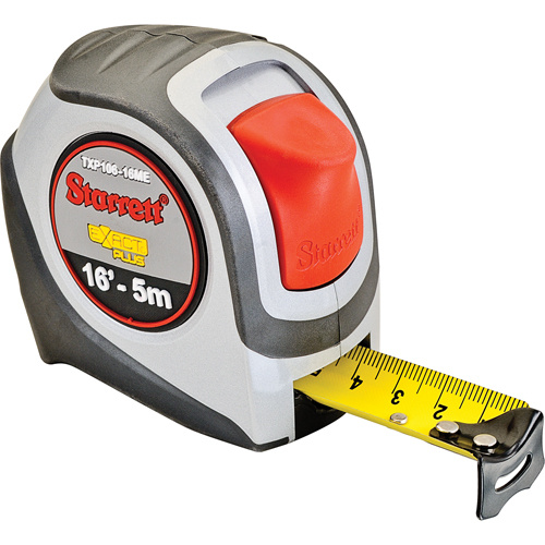 Starrett  KTXP106-16ME-N  High Visibility Orange Tape Measure, 1" x 16'/5 m, 1/16" Graduations - Each
