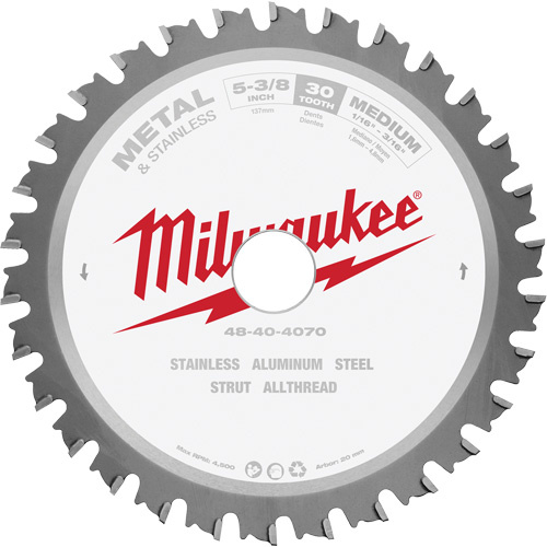 Milwaukee 48-40-4070 MetalTech Circular Saw Blade, 5-3/8", 30 Teeth, Metal Use-(Each)