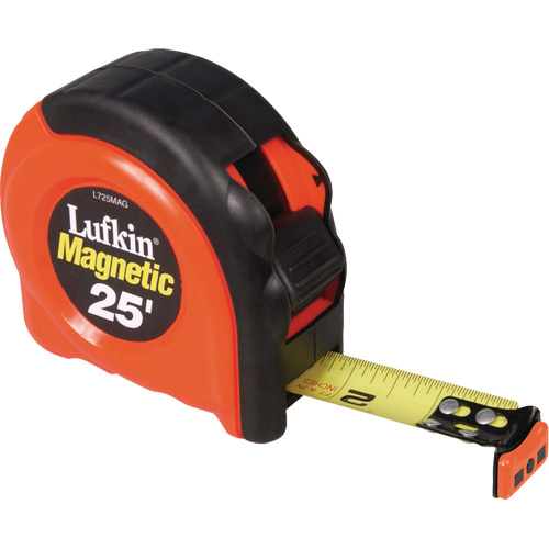 Lufkin By Crescent  L725MAG  700 Series Magnetic End Hook Measuring Tapes, 1" x 25', in/ft. Graduations - Each
