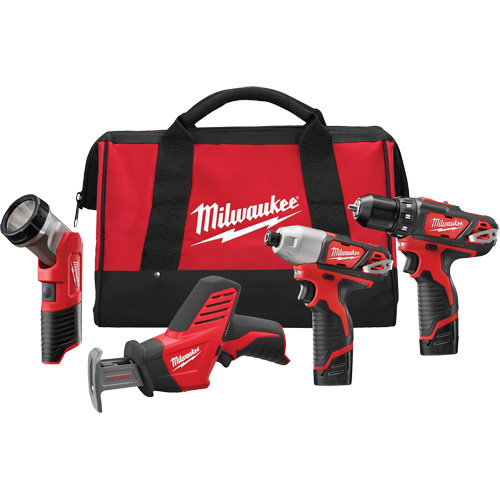Milwaukee  2498-24  M12? Cordless 4 Tool Combo Kit, Lithium-Ion - Each