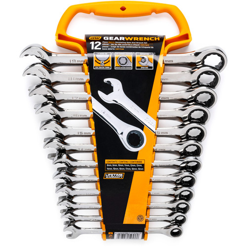 Gearwrench  85597  72-Tooth 12-Point Ratcheting Wrench Set, Open-Ended, 12 Pieces, Metric - Each