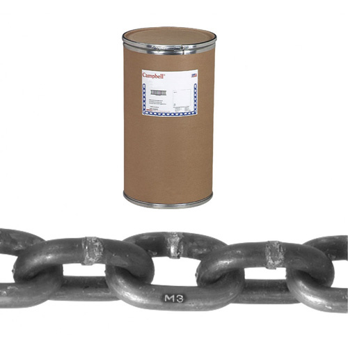 Campbell  T0120602  Campbell<sup>?</sup> Proof Coil Chain, Low Carbon Steel, 3/8" x 400' (121.9 m) L, Grade 30, 2650 lbs. (1.325 tons) Load Capacity - Drum