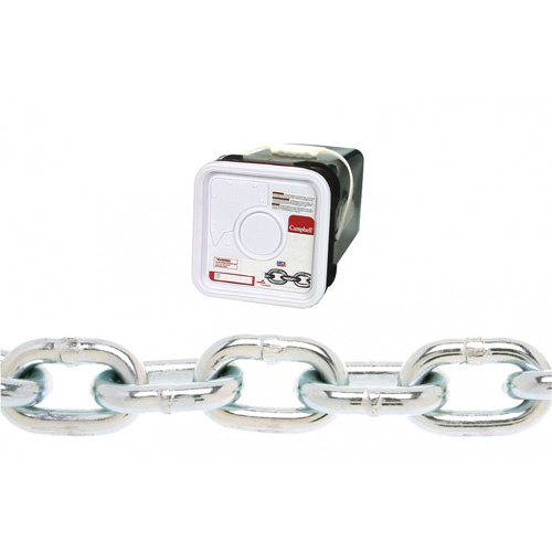 Campbell  T0143626  Campbell<sup>?</sup> Proof Coil Chain, Low Carbon Steel, 3/8" x 45' (13.7 m) L, Grade 30, 2650 lbs. (1.325 tons) Load Capacity - Pail