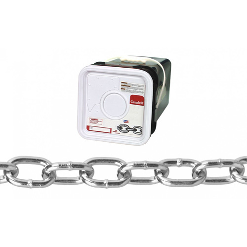 Campbell  T0309526  Passing Link Chain, Low Carbon Steel, 2/0 x 200' (60.96 m) L, 450 lbs. (0.225 tons) Load Capacity - Pail