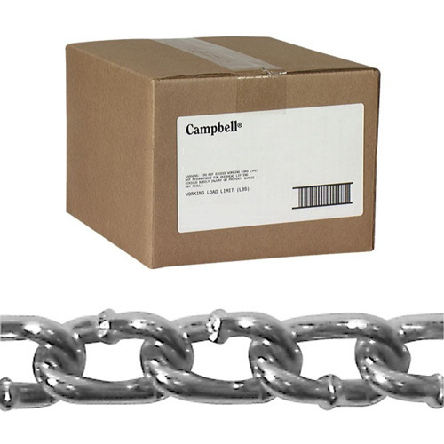 Campbell  T0320224  Twist Link Machine Chain, Low Carbon Steel, #2 x 100' (30.4 m) L, 310 lbs. (0.155 tons) Load Capacity - Case