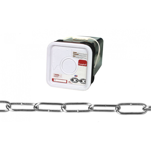 Campbell  T0339626  Handy Link Chain, Low Carbon Steel, #120 x 500' (152.4 m) L, 255 lbs. (0.1275 tons) Load Capacity - Pail