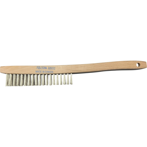 Felton Brushes  188SS  Curved-Handle Scratch Brushes, Stainless Steel, 4 x 19 Wire Rows, 14" Long - Each