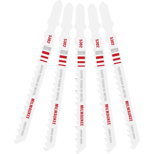 Milwaukee  48-42-5302  Jigsaw Blade, Bi-Metal, T-Shank, 4" L, 6 TPI - Pack of 5