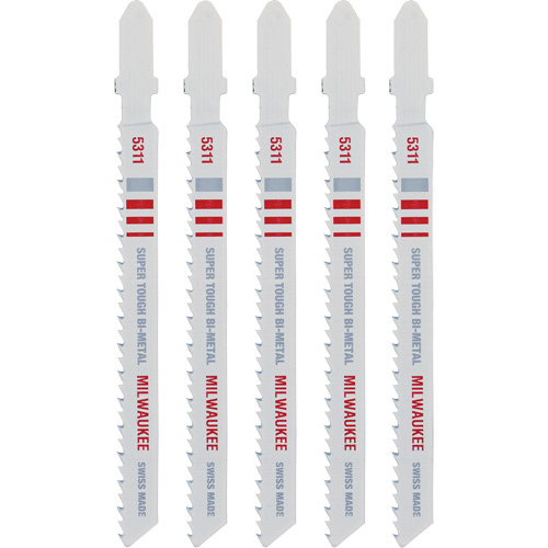 Milwaukee  48-42-5311  Jigsaw Blade, Bi-Metal, T-Shank, 4" L, 10 TPI - Pack of 5