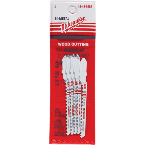 Milwaukee  48-42-5385  Jigsaw Blade, Bi-Metal, T-Shank, 3" L, 20 TPI - Pack of 5