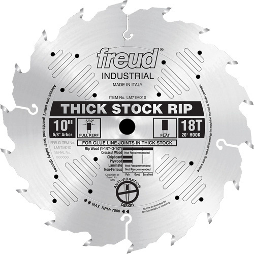 Freud LM71M010 Industrial Saw Blade - Ripping, 10", 18 Teeth, Wood Use - Each