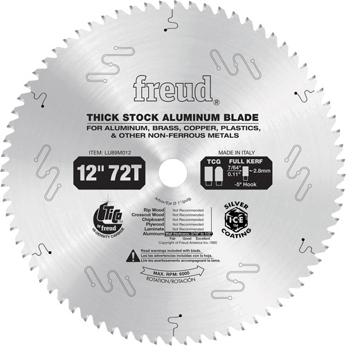 Freud LU89M012 Industrial Saw Blade, 12", 72 Teeth, Non-Ferrous Use - Each