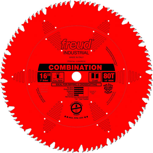Freud LU84R016 TCS Industrial Saw Blade - General Purpose, 16", 80 Teeth, Wood Use - Each