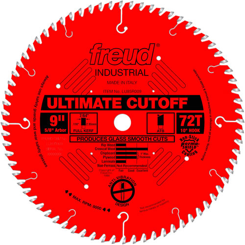 Freud LU85R009 TCS Industrial Saw Blade - Crosscut & Finishing, 9", 72 Teeth, Wood Use - Each