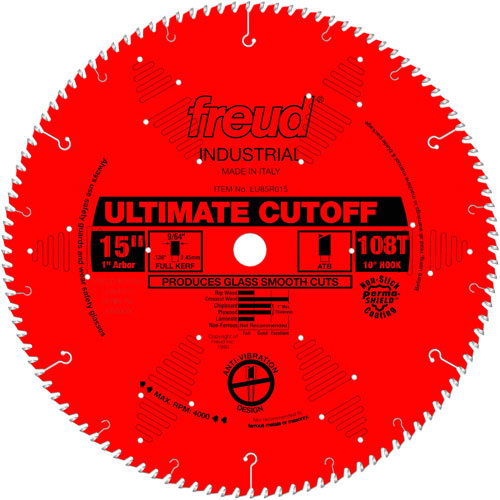 Freud LU85R015 TCS Industrial Saw Blade - Crosscut & Finishing, 15", 108 Teeth, Wood Use - Each