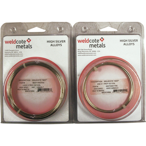 Weldcote Metals  45CF132X1T0C  High Silver Brazing Alloys - Each