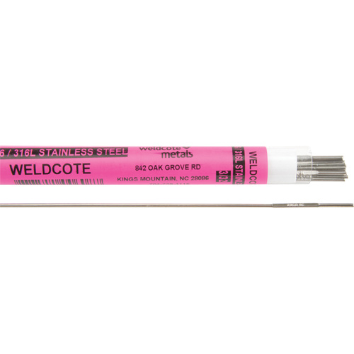 Weldcote Metals  316L332X36T1P  36" Cut Length TIG Rods, 3/32", Stainless Steel - Each