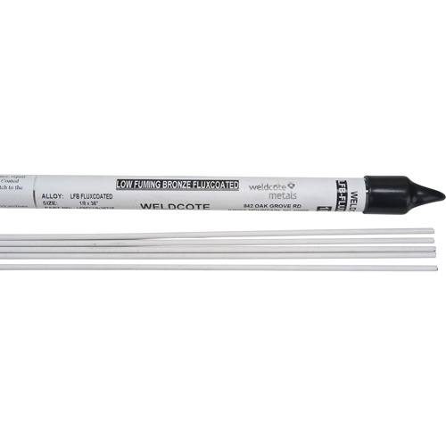Weldcote Metals  LFBFC18X36T1P  36" Cut Length TIG Rods, 1/8", Low Fuming Bronze-flux coated - Each
