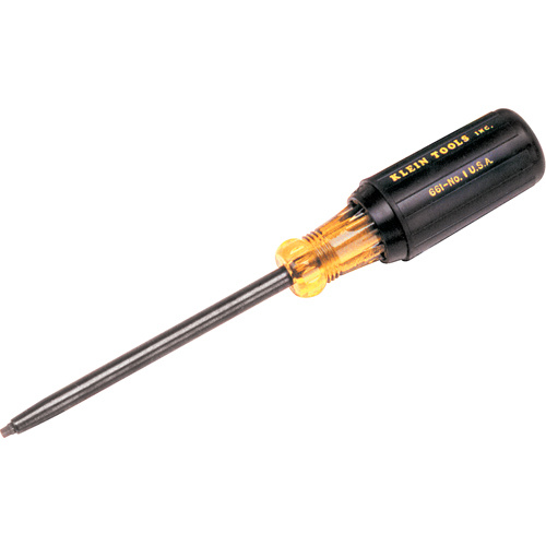 Klein Tools  660  Square Recess Screwdriver, #0 Tip, Round, 7-3/4" L, Cushion Grip Handle - Each