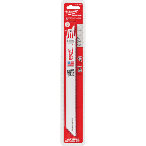 Milwaukee 48-01-2188 Sawzall Blade, Bi-Metal, 18 TPI, 9" L x 3/4" W-(Each)
