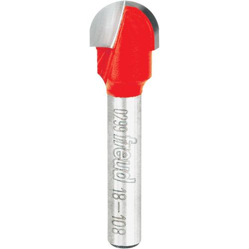 Freud 18-108 Freud Router Bit - Round Nose Bit, 1/2" Dia., 1/4" Shank - Each